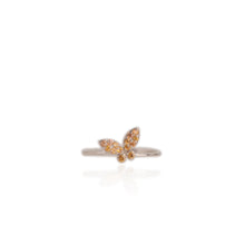 Load image into Gallery viewer, 1.5 mm. Round Cut Orange Thai Sapphire Butterfly Ring