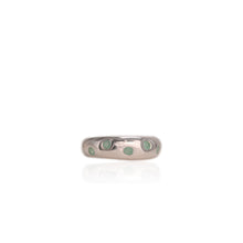 Load image into Gallery viewer, 2.5 mm. Round Cut Green Brazilian Emerald Cluster Ring