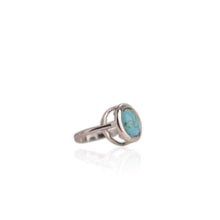 Load image into Gallery viewer, 10 x 12 mm. Oval Cabochon Blue American Turquoise Ring