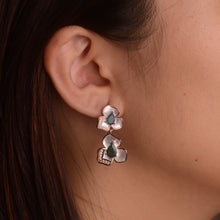 Load image into Gallery viewer, 5 x 7 mm. Pear Cut Black Ethiopian Opal with Cz Accents Drop Earrings