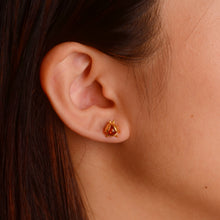 Load image into Gallery viewer, 5 mm. Round Cabochon Orange Polish Amber Ladybug Earrings