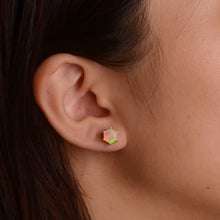 Load image into Gallery viewer, 7 mm. Hexagon Cut Multi-coloured Ethiopian Opal Earrings