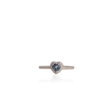 Load image into Gallery viewer, 5 mm. Heart Cut London Blue Brazilian Topaz with Cz Halo Ring