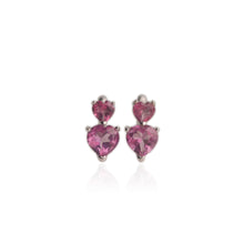 Load image into Gallery viewer, 7 mm. Heart Cut Pink Brazilian Mystic Topaz Cluster Earrings