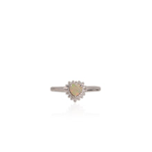 Load image into Gallery viewer, 5 mm. Heart Cut Multi-coloured Ethiopian Opal with Cz Accents Ring