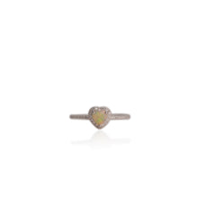 Load image into Gallery viewer, 5 mm. Heart Cut Multi-coloured Ethiopian Opal with Cz Halo Ring