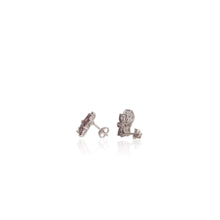 Load image into Gallery viewer, 7 mm. Round Cut Multi-coloured Ethiopian Opal and Rhodolite Garnet Cluster Earrings