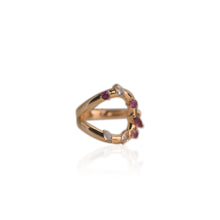 Load image into Gallery viewer, 2.5 x 5 mm. Marquise Cut Purple African Rhodolite Garnet and Topaz Open Ring