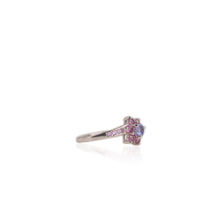 Load image into Gallery viewer, 4 mm. Round Cut Blue Violet Tanzanite with Rhodolite Garnet and Amethyst Accents Ring