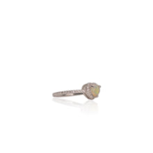 Load image into Gallery viewer, 5 mm. Heart Cut Multi-coloured Ethiopian Opal with Cz Halo Ring