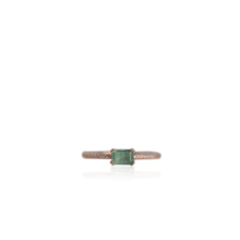 Load image into Gallery viewer, 4 x 6 mm. Octagon Cut Green Brazilian Emerald with Cz Band Ring