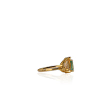 Load image into Gallery viewer, 6 x 9 mm. Pear Cut Yellow Brazilian Citrine and Emerald Ring