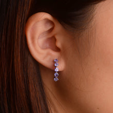 Load image into Gallery viewer, 3.5 mm. Round Cut Blue Violet Tanzanite Cluster Earrings