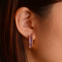 Load image into Gallery viewer, 5 mm. Square Cut Purple Brazilian Amethyst Cluster Earrings