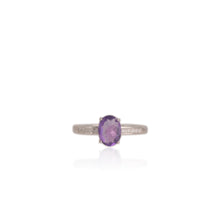 Load image into Gallery viewer, 6 x 8 mm. Oval Cut Purple Brazilian Amethyst with Cz Accents Ring