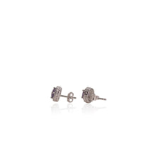 Load image into Gallery viewer, 6 mm. Round Cut Purple Uruguayan Amethyst with Cz Halo Earrings