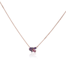 Load image into Gallery viewer, 7 mm. Round Cut Purple Brazilian Amethyst, Sapphire and Rhodolite Garnet Cluster Necklace