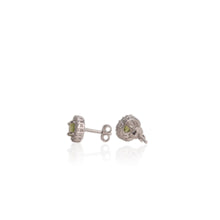 Load image into Gallery viewer, 6 mm. Round Cut Green Pakistani Peridot with Cz Halo Earrings