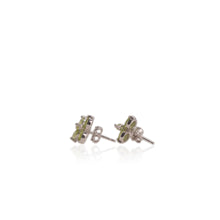 Load image into Gallery viewer, 5 mm. Round Cut Green Pakistani Peridot Cluster Earrings
