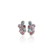 Load image into Gallery viewer, 4 x 6 mm. Oval Cut Blue Cambodian Zircon, Amethyst and Rhodolite Garnet with Cz Accents Earrings