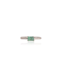 Load image into Gallery viewer, 4 x 6 mm. Octagon Cut Green Brazilian Emerald with Cz Band Ring