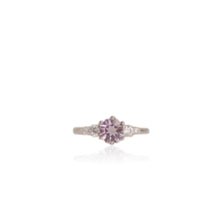 Load image into Gallery viewer, 6 mm. Hexagon Cut Purple Brazilian Amethyst with Cz Accents Ring