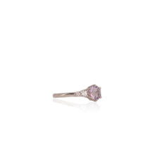 Load image into Gallery viewer, 6 mm. Hexagon Cut Purple Brazilian Amethyst with Cz Accents Ring