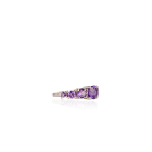 Load image into Gallery viewer, 7 mm. Round Cut Purple Brazilian Amethyst Cluster Ring (Blemished)