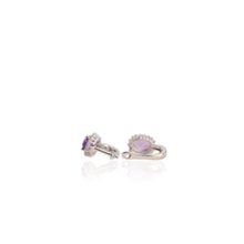Load image into Gallery viewer, 6 x 8 mm. Oval Cut Purple Brazilian Amethyst with Cz Accents Earrings