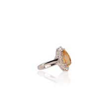 Load image into Gallery viewer, 8 x 12 mm. Pear Cut Yellow Brazilian Citrine with Cz Accents Ring