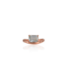Load image into Gallery viewer, 6 x 8 mm. Octagon Cut Blue Brazilian Aquamarine Ring