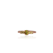 Load image into Gallery viewer, 4 x 6 mm. Oval Cut Green Pakistani Peridot Cluster Ring