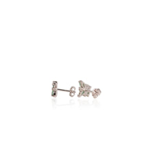 Load image into Gallery viewer, 3 x 5 mm. Pear Cut Green Brazilian Emerald and Tanzanite with Cz Accents Earrings
