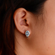 Load image into Gallery viewer, 6 x 8 mm. Oval Cut Sky Blue Brazilian Topaz with Cz Accents Earrings