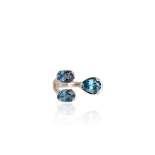 Load image into Gallery viewer, 6 x 9 mm. Pear Cut London Blue Brazilian Topaz Open Ring