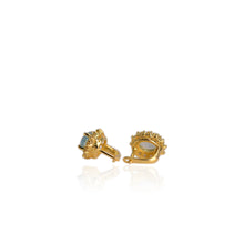 Load image into Gallery viewer, 7 x 9 mm. Oval Cut Sky Blue Brazilian Topaz with Cz Accents Earrings