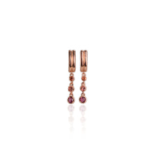 Load image into Gallery viewer, 3 mm. Round Cut Purple African Rhodolite Garnet and Sapphire Drop Earrings