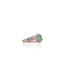 Load image into Gallery viewer, 5 x 7 mm. Pear Cut Green Zambian Emerald with Cz Halo Ring