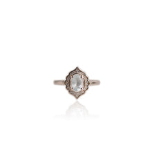 Load image into Gallery viewer, 5 x 7 mm. Oval Cut Blue Brazilian Aquamarine with Cz Accents Ring