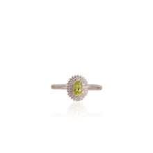 Load image into Gallery viewer, 4 x 6 mm. Oval Cut Green Pakistani Peridot with Cz Halo Ring