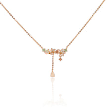 Load image into Gallery viewer, 3 x 5 mm. Pear Cut Multi-coloured Ethiopian Opal, Emerald and Sapphire Necklace