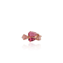 Load image into Gallery viewer, Handmade 5 x 8.5 mm. Pear Cut Pink Nigerian Tourmaline Cluster Ring (Blemished)