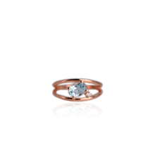 Load image into Gallery viewer, 5 x 7 mm. Oval Cut Sky Blue Brazilian Topaz with Cz Accent Ring
