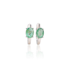 Load image into Gallery viewer, 6 x 8 mm. Oval Cut Green Brazilian Emerald Earrings