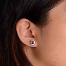 Load image into Gallery viewer, 4 x 6 mm. Oval Cut Blue Nepalese Kyanite with Cz Accents Earrings