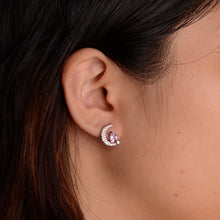 Load image into Gallery viewer, 5 mm. Heart Cut Purple Brazilian Amethyst with Cz Accents Moon Earrings