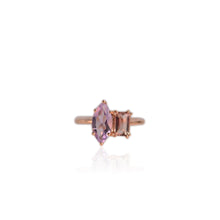 Load image into Gallery viewer, Handmade 6 x 12 mm. Marquise Cut Purple Brazilian Amethyst and Tourmaline Ring