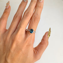 Load image into Gallery viewer, 6 x 8 mm. Oval Cut London Blue Brazilian Topaz with Cz Accents Ring