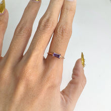 Load image into Gallery viewer, 3 x 6 mm. Baguette Cut Purple Brazilian Amethyst Ring