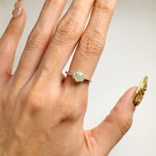 Load image into Gallery viewer, 5 mm. Round Cut Multi-coloured Ethiopian Opal with Cz Halo Ring